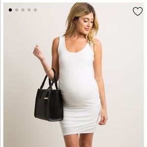 White maternity fitted dress
